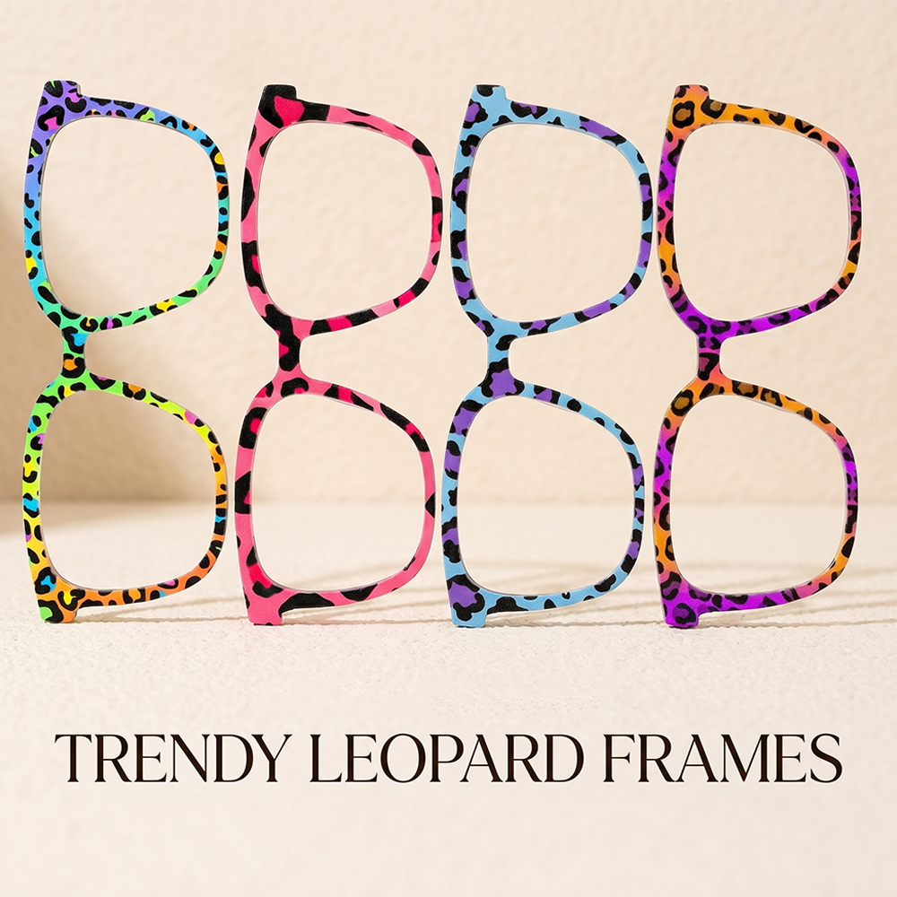 Street Fashion Glasses - Trendy Rainbow Leopard Print Square Eyeglass