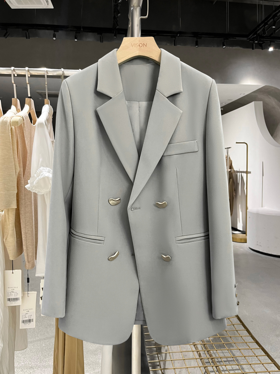 Casual Chic Grey Blazer Women  - Street Fashion England 评论和价格