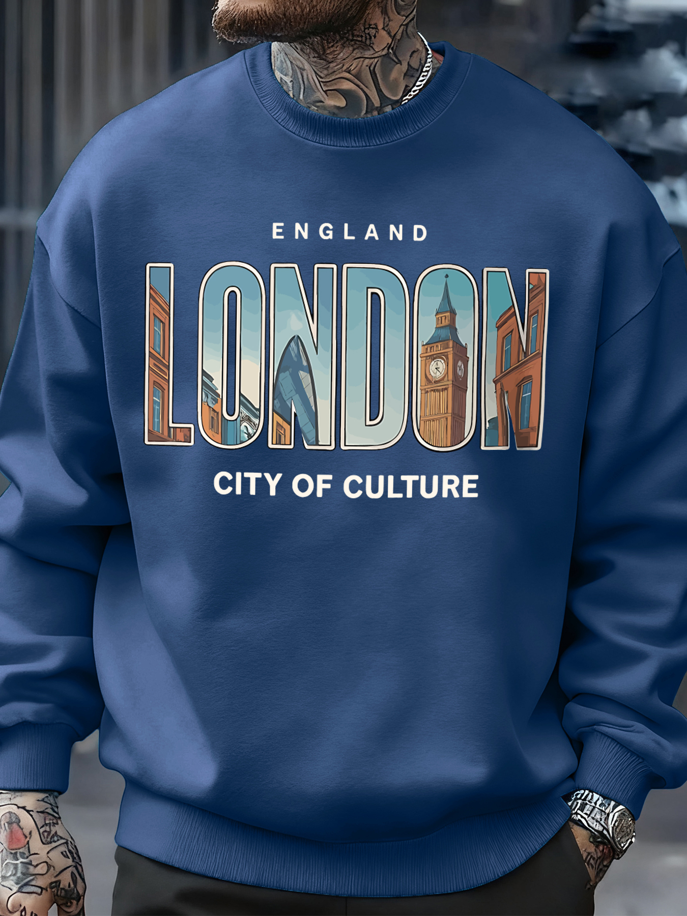 London City Pattern Sweatshirt - Street Fashion In London 评论和价格