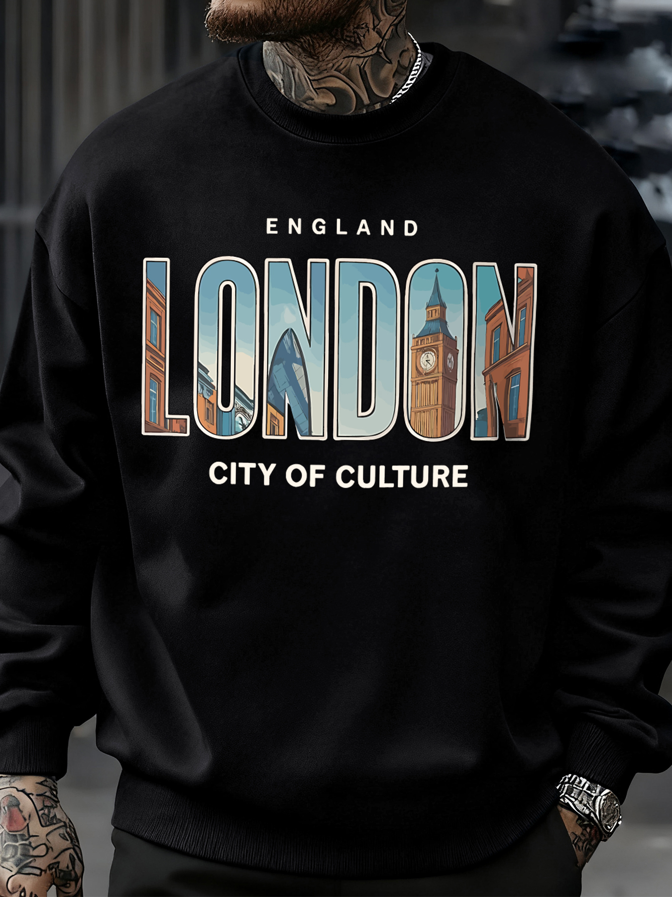 London City Pattern Sweatshirt - Street Fashion In London 评论和价格