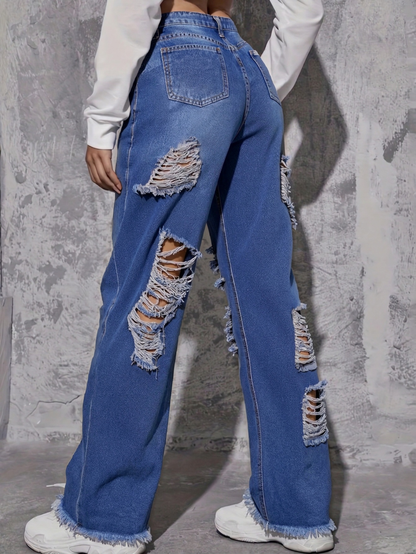 Trendy Women's Ripped Jeans Pa - Street Fashion Reviews 评论和价格