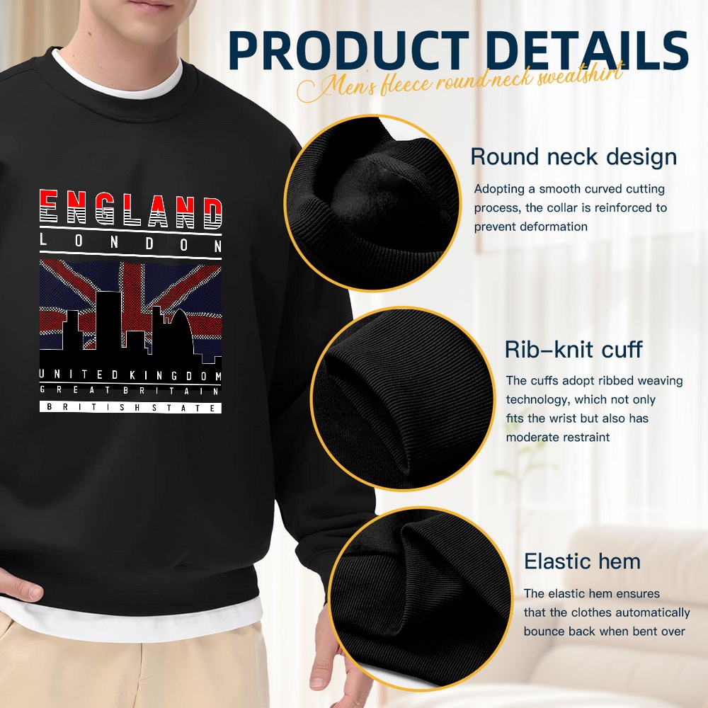 Men's Black Crew Neck Pullover - Street Fashion In London 评论和价格