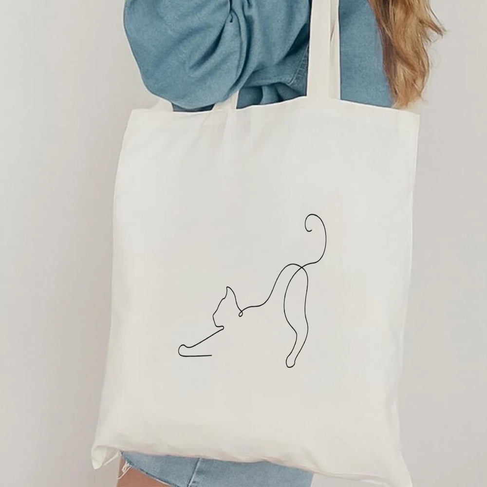 Minimalist Cat Line Art Canvas - Tote Bag Canvas Print 评论和价格