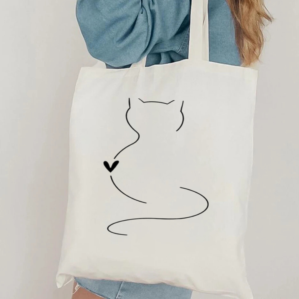 Minimalist Cat Line Art Canvas - Tote Bag Canvas Print 评论和价格