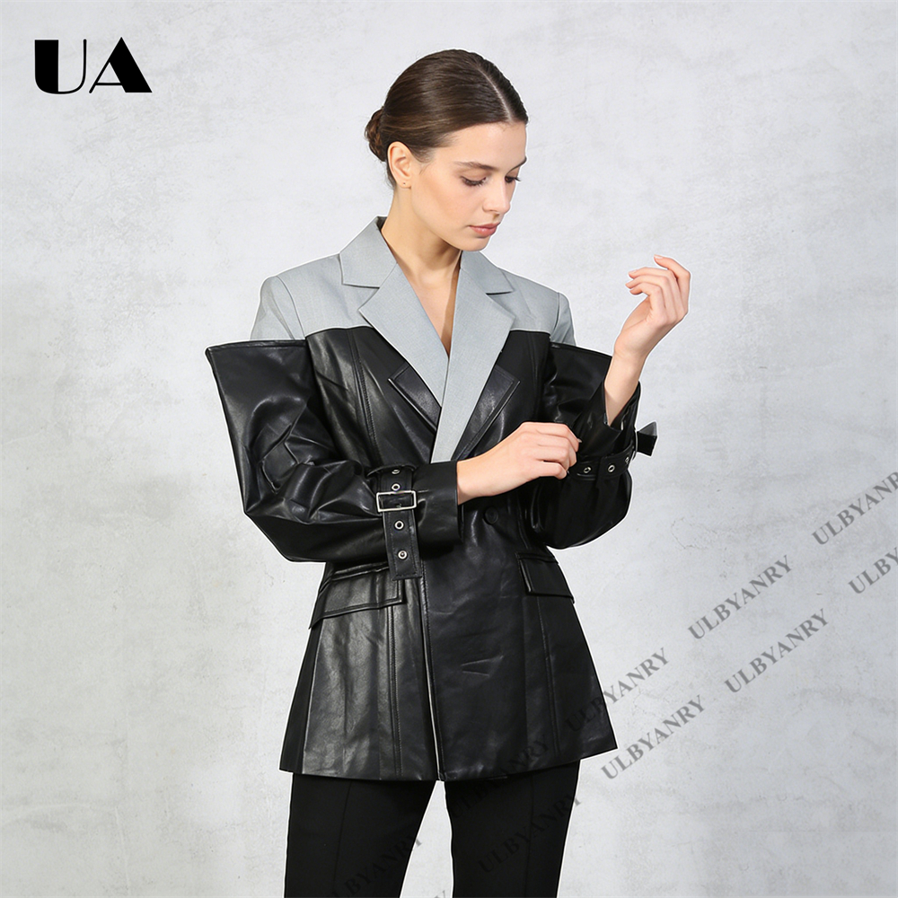ULBYANRY Colorblock Faux Leath - Street Fashion Week 评论和价格