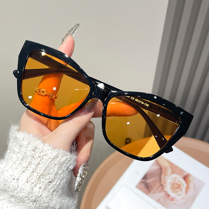 Women Color Block Cat Eye Eyeg - Street Fashion Glasses 评论和价格
