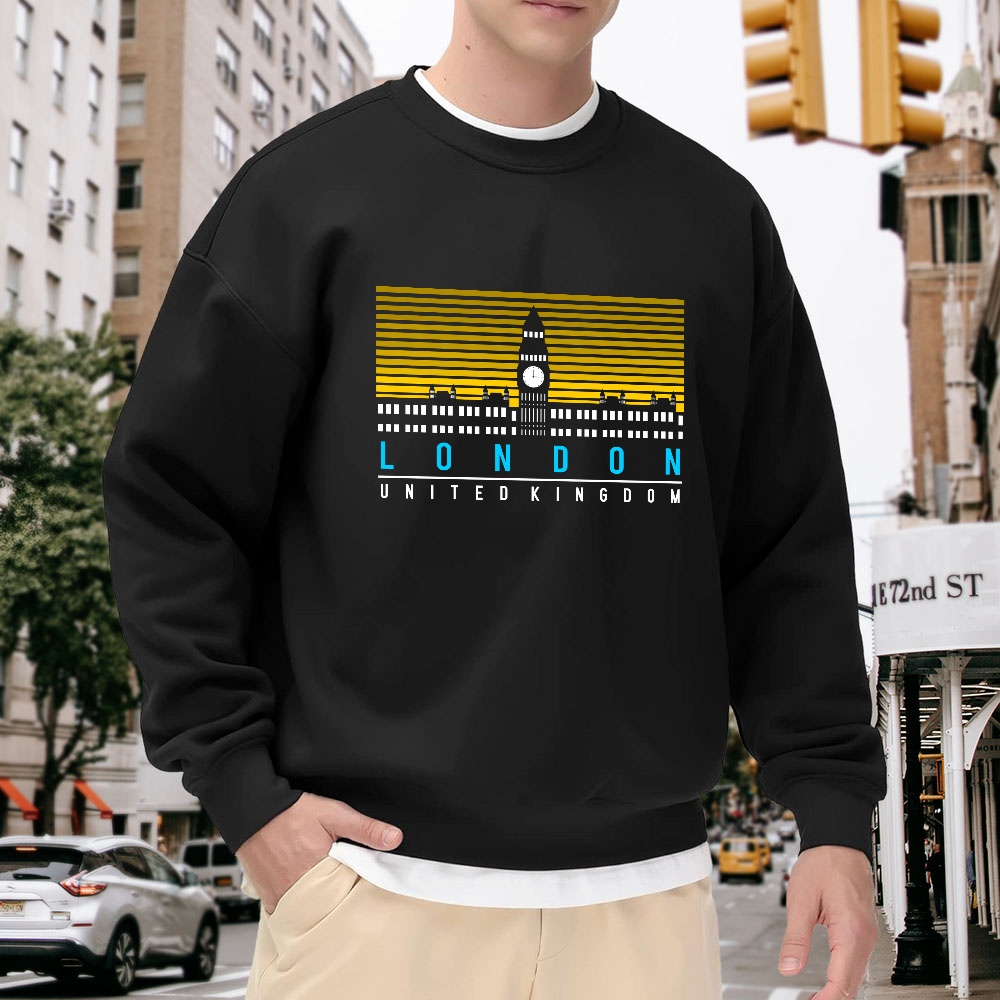 Men's Black Crew Neck Loose Sw - Street Fashion In London 评论和价格