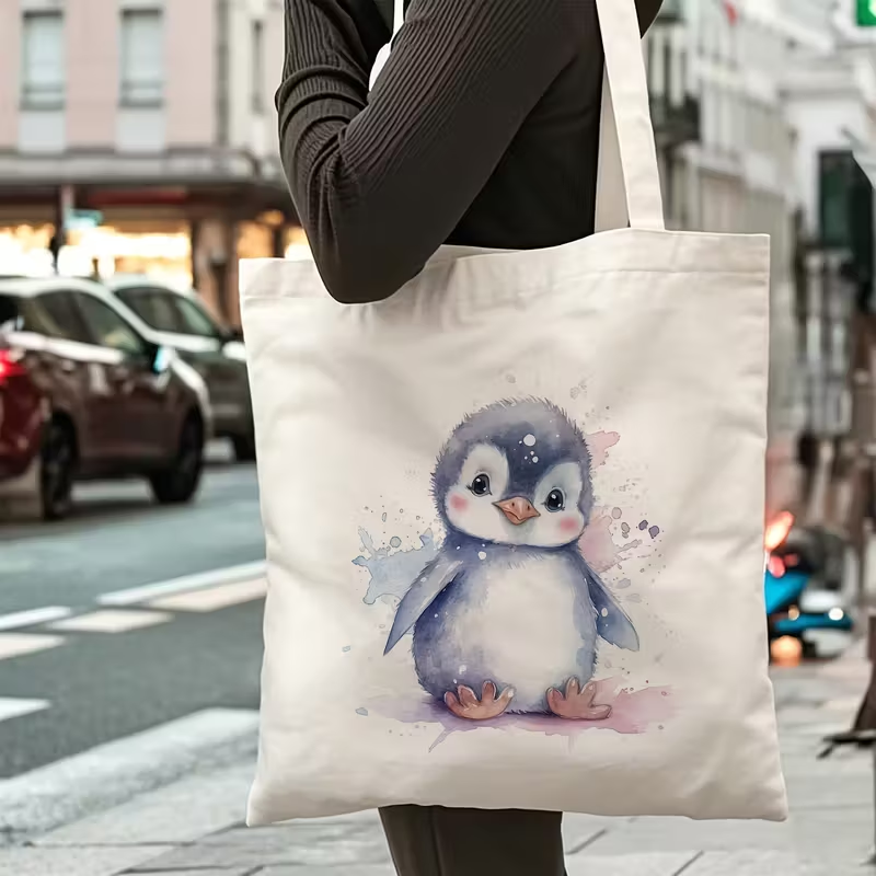 Ink Sketch Polar Bear And Peng - Tote Bag Canvas Print 评论和价格