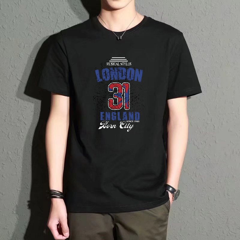Men's Black Round-Neck Short-S - Street Fashion In London 评论和价格