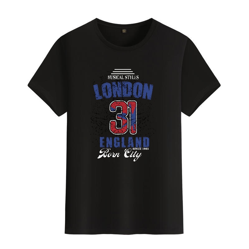 Men's Black Round-Neck Short-S - Street Fashion In London 评论和价格