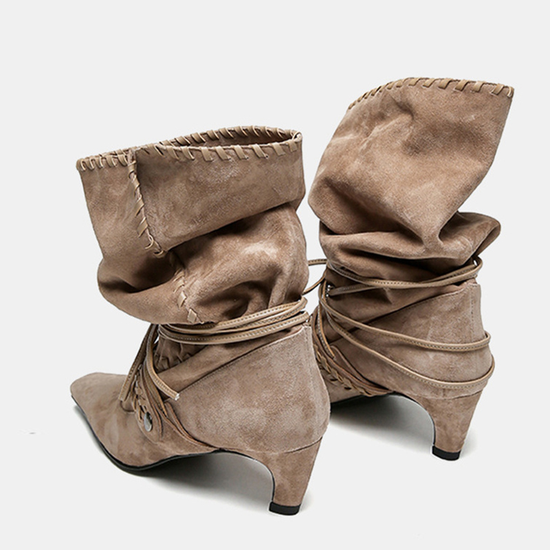 Liyke Autumn Winter Brown Sued - Street Fashion Lady 评论和价格