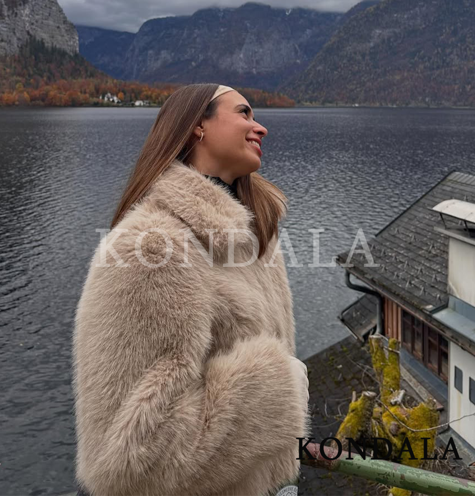 KONDALA Fur Zipper Jacket Wome - Street Fashion Fall 2025 评论和价格