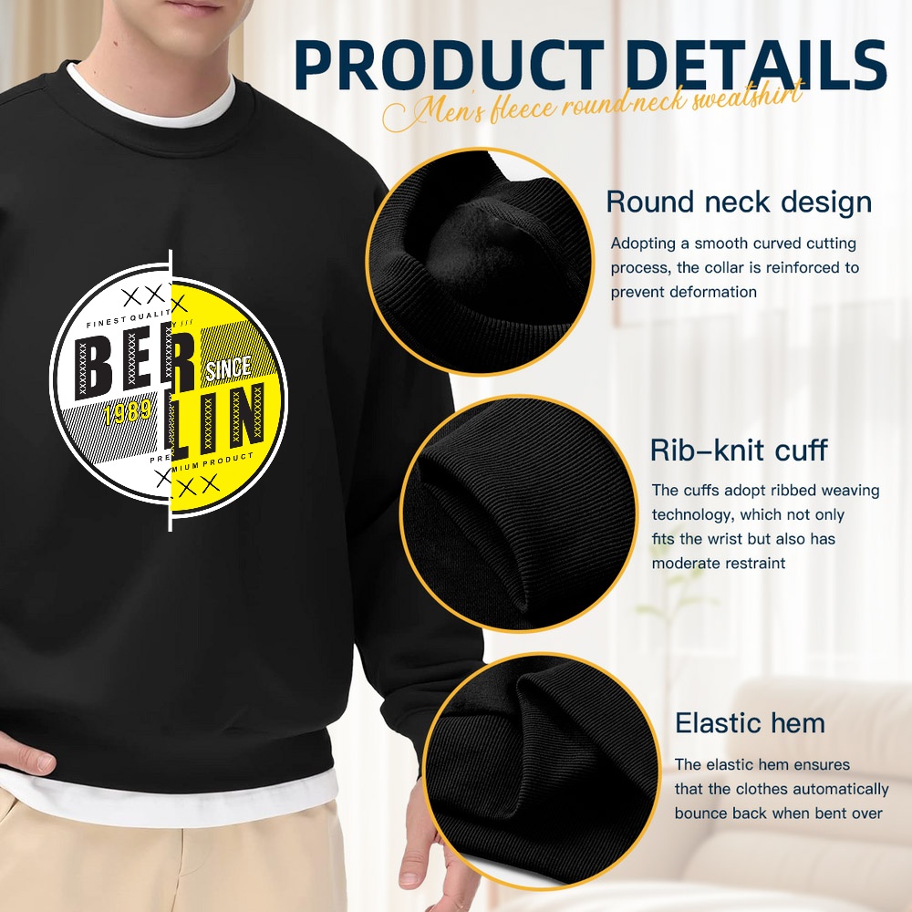 Men's Black Crew Neck Loose Sw - Street Fashion Berlin 评论和价格